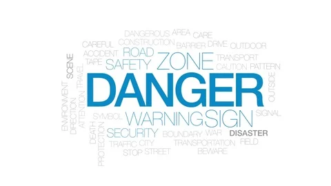 Danger animated word cloud, text design animation. Kinetic typography. Stock Footage 80707670