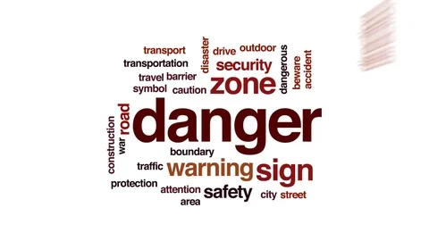 Danger animated word cloud, text design animation. Stock Footage 80935805