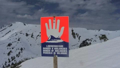 Danger of avalanches warning sign Stock Photos