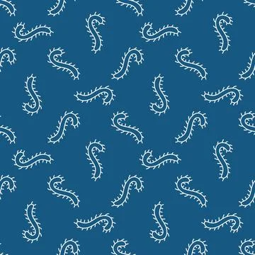 Danger Bacteria vector concept blue thin line seamless pattern 스톡 일러스트