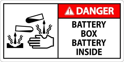 Danger Battery Box Battery Inside Sign With Symbol Stock Illustration