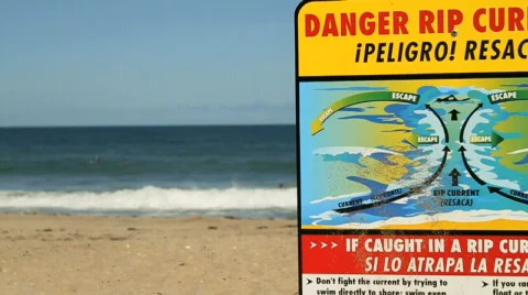 Danger Beach Stock Footage 610373