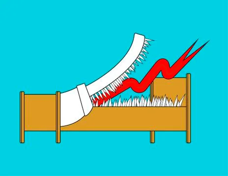 Danger bed with teeth. Toothed bed  Mouth with fangs. Vector illustration Stock Illustration