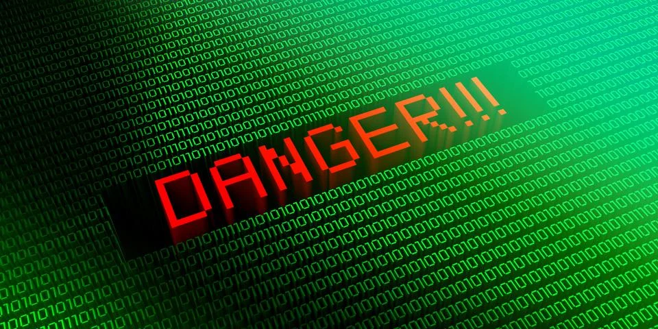 Danger - binary code concept - 3D illustration イラスト素材