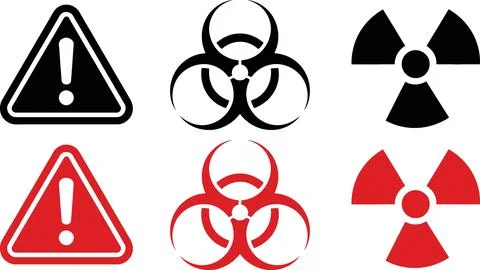 Danger biohazard and radiation warning symbols vector 스톡 일러스트