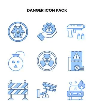 Danger Blue Bundle Icons Pack Stock Illustration