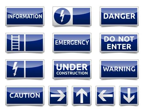Danger blue sign mini set Stock Illustration