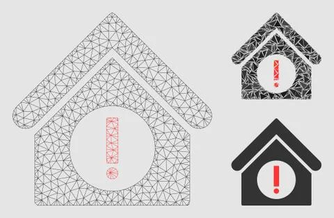 Danger Building Vector Mesh 2D Model and Triangle Mosaic Icon Ilustración de archivo