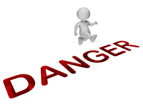 Danger Character Represents Climb Over And Cautious 3d Rendering Stock Illustration