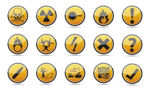 Danger circle warning sign set Stock Illustration