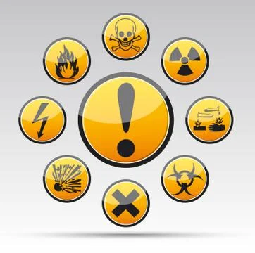 Danger circle warning sign set Stock Illustration