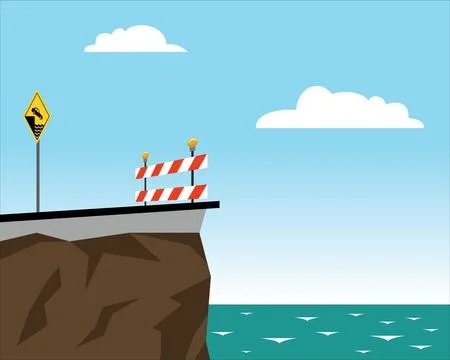 Danger cliff, end of the road Stock Illustration