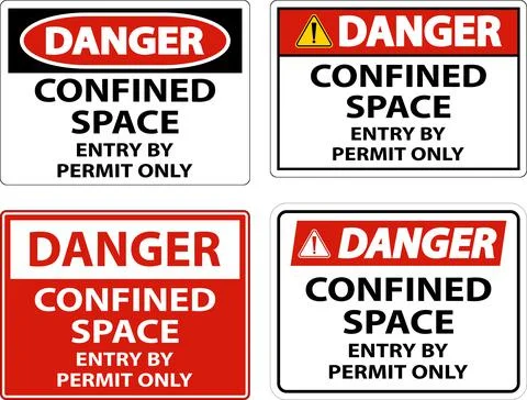 Danger Confined Space Entry By Permit Only Sign Stock Illustration