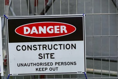 Danger Construction Site Unauthorised Persons Keep Fence 스톡 사진