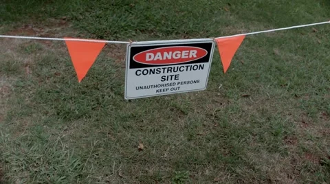 Danger, construction site zone sign Stock Footage 68468099