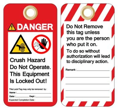 Danger Crush hazard do not operate this equipment is locked out Symbol Sign , Stock Illustration