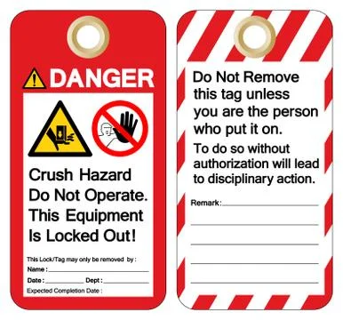 Danger Crush hazard do not operate this equipment is locked out Symbol Sign , Stock Illustration