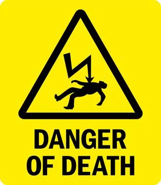 Danger of death electricity warning sign. Illustrazione stock
