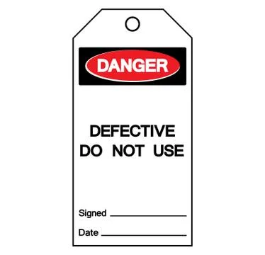 Danger Defective Do Not Use Tag Symbol Sign,Vector Illustration, Isolate On W Stock Illustration