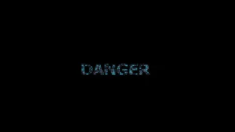 Danger, digital text with binary code, single computing system Vídeo Stock 104780489