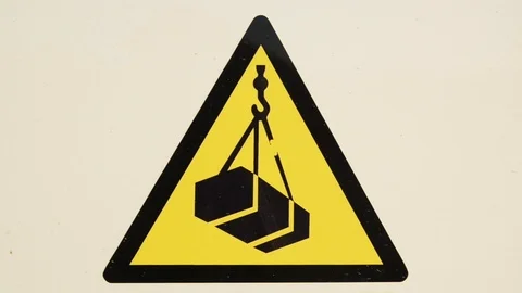 Danger disk of falling materials and objects on panel near construction site Video stock 118094700