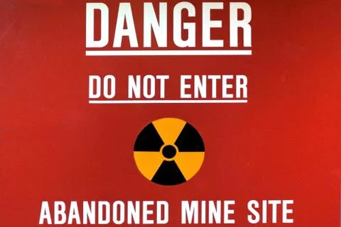 Danger do not enter abandoned mine site sign Stock Photos