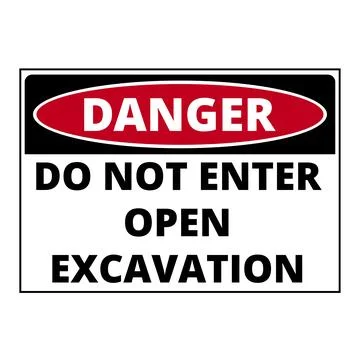 Danger do not enter open excavation sign isolated on a white background Stock Illustration