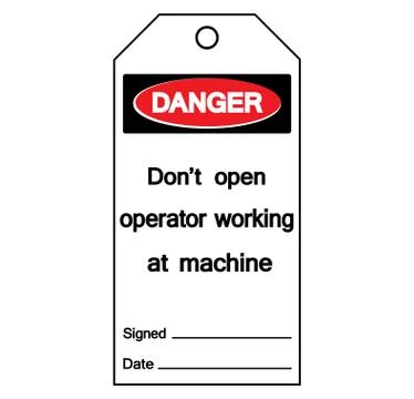 Danger Don't Open Operator Working at Machine Tag Symbol Sign,Vector Illustra Stock Illustration