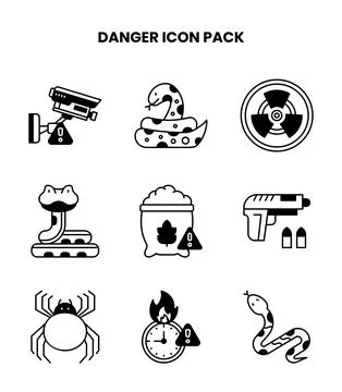 Danger DuoTone Bundle Icons Pack Stock Illustration