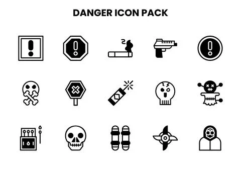 Danger DuoTone Set Icons Pack Stock Illustration