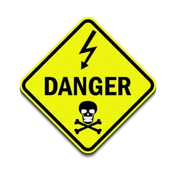 Danger Electrical Hazard High Voltage Sign Isolated, death scull and shock Stock-Illustration