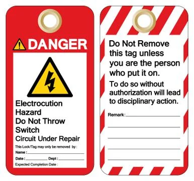 Danger Electrocution Hazard Do not throw switch circuit under repair Symbol S Stock Illustration