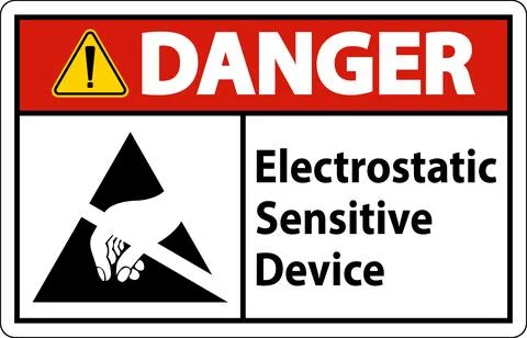 Danger Electrostatic Sensitive Device Sign On White Background Illustrazione stock