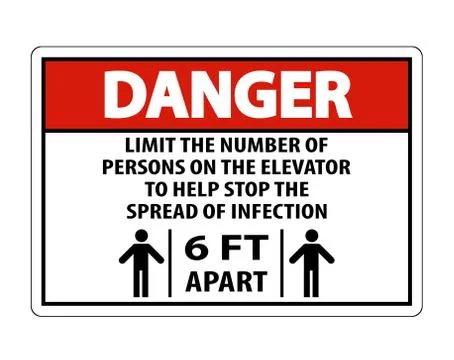 Danger Elevator Physical Distancing Sign Isolate On White Background,Vector I Stock Illustration