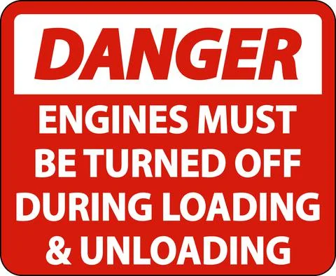 Danger Engines Must Be Turned Off Sign On White Background Stock Illustration