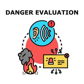 Danger evaluation process detecting risk and emergency warning Illustrazione stock