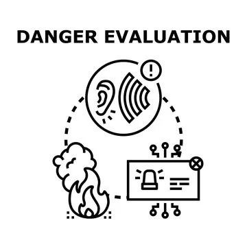 Danger evaluation process detecting risk and emergency warning 库存插图