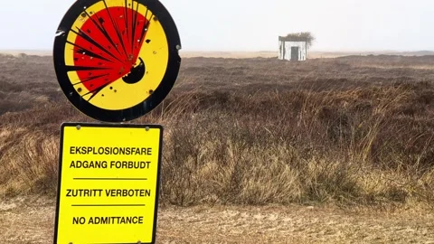 Danger of explosion no admittance warning sign in Denmark Video stock 339437330
