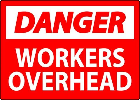 Danger Falling Debris Sign, Workers Overhead Falling Objects Stockillustratie