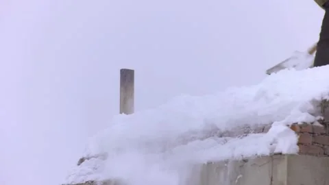 Danger of falling snow and icicles on the head. Stock Footage 122625802