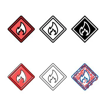 Danger fire color icon vector types Stock Illustration