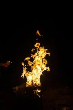 Danger fire on a dark background. Background from fire. Fire pattern can be u 스톡 사진