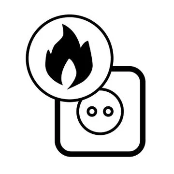 Danger of fire in the electrical system, Rosette, Fire solid icon. vector Stock Illustration