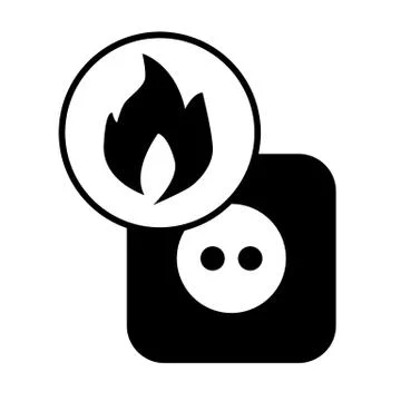 Danger of fire in the electrical system, Rosette, Fire solid icon. vector Illustrazione stock
