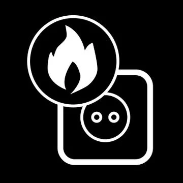 Danger of fire in the electrical system, Rosette, Fire solid icon. vector Stock Illustration