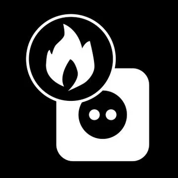 Danger of fire in the electrical system, Rosette, Fire solid icon. vector Illustrazione stock