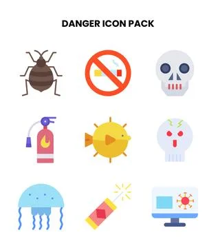 Danger Flat Bundle Icons Pack Stock Illustration