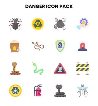 Danger Flat Scalable Icons Pack Stock Illustration