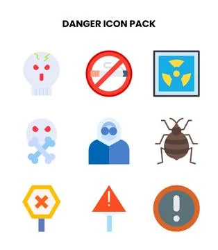 Danger Flat SVG Icons Pack Stock Illustration