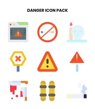 Danger Flat UI Icons Pack Stock Illustration